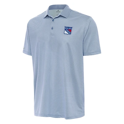 Men's Antigua Heather Aqua/White New York Rangers Rings Polo