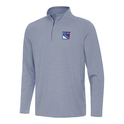 Men's Antigua  Navy New York Rangers Twine Quarter-Zip Top