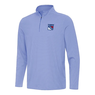 Men's Antigua  Royal New York Rangers Twine Quarter-Zip Top