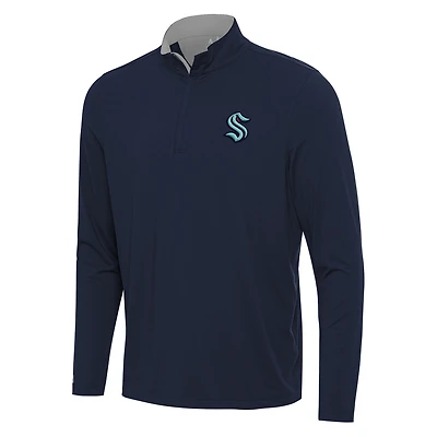 Men's Antigua Deep Sea Blue/Gray Seattle Kraken Content Quarter-Zip Pullover Top