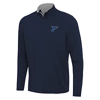 Men's Antigua Navy/Gray St. Louis Blues Content Quarter-Zip Pullover Top