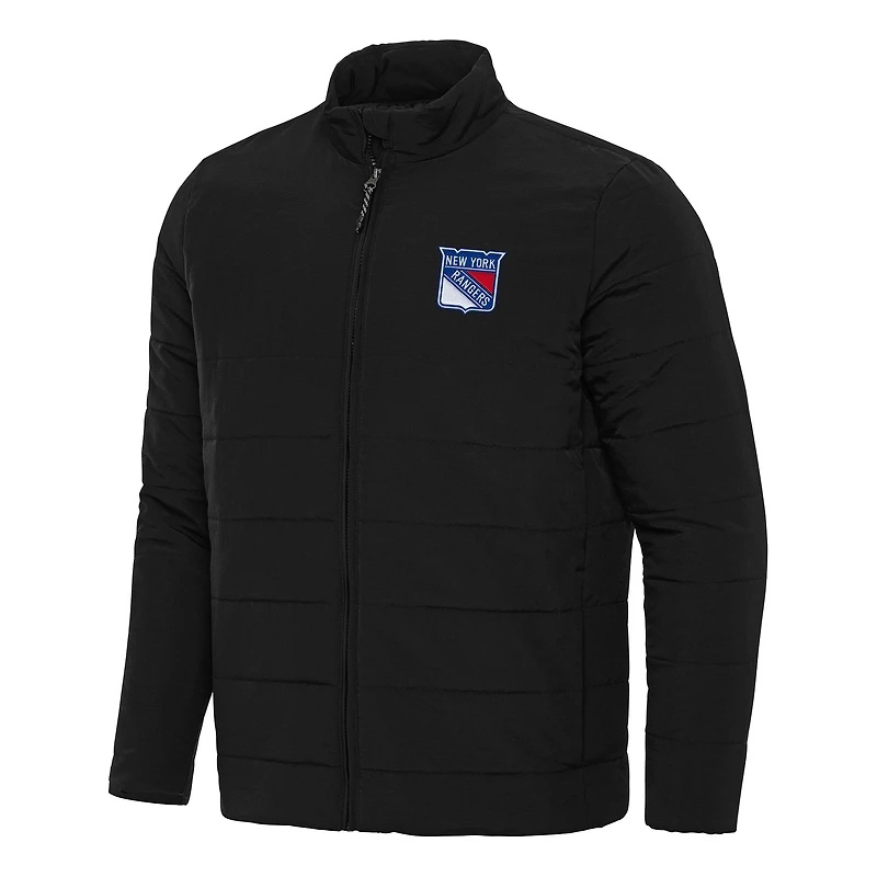 Men's Antigua Black New York Rangers Swelter Full-Zip Puffer Jacket