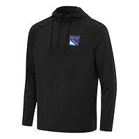 Men's Antigua Heather New York Rangers Spikes Quarter-Zip Hoodie