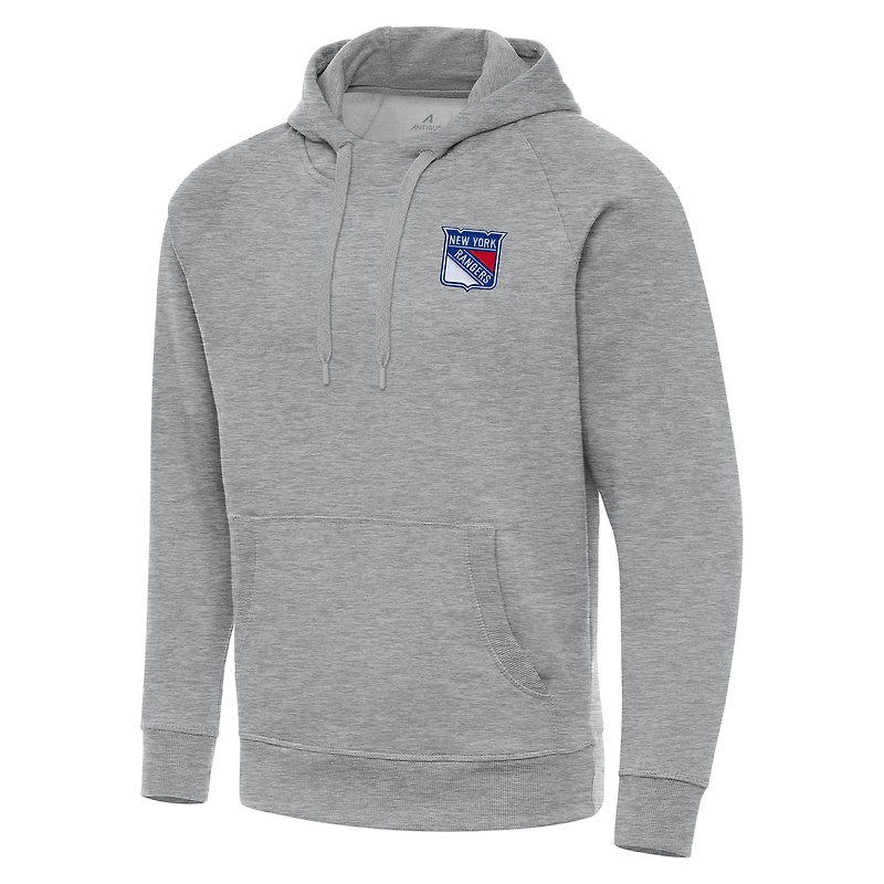 Men's Antigua Heather Gray New York Rangers Big & Tall Victory Pullover Hoodie