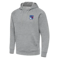 Men's Antigua Heather Gray New York Rangers Big & Tall Victory Pullover Hoodie