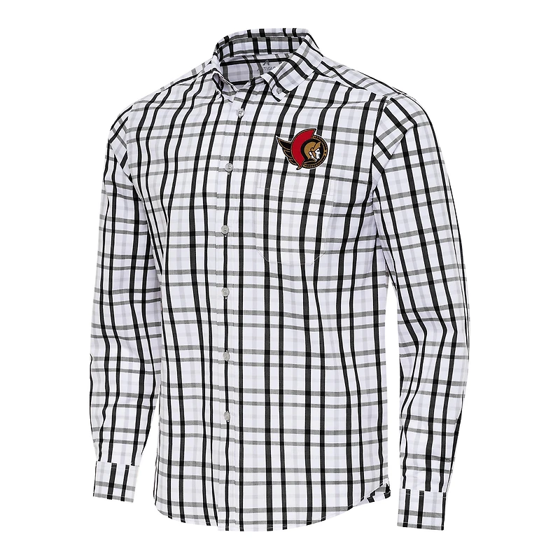 Men's Antigua /Gray Ottawa Senators Tending 2 Button-Down Long Sleeve Shirt