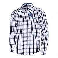 Men's Antigua  Navy/Gray New York Rangers Tending 2 Button-Down Long Sleeve Shirt