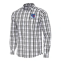 Men's Antigua /Gray New York Rangers Tending 2 Button-Down Long Sleeve Shirt