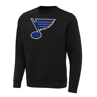 Men's Antigua Black St. Louis Blues Big & Tall Victory Crewneck Pullover Sweatshirt