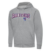 Men's Antigua Heather Gray New York Rangers Big & Tall Victory Full-Zip Hoodie