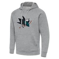 Men's Antigua Heather Gray San Jose Sharks Big & Tall Victory Pullover Hoodie