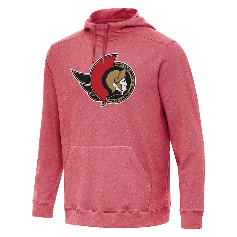 Men's Antigua Heather Red Ottawa Senators Cloud Pullover Hoodie