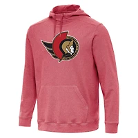 Men's Antigua Heather Red Ottawa Senators Cloud Pullover Hoodie