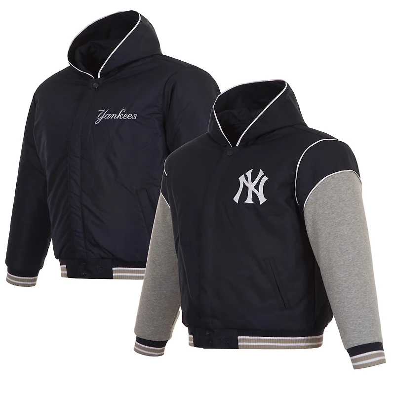 Toddler JH Design  Navy New York Yankees Reversible Fleece Full-Zip Hoodie Jacket