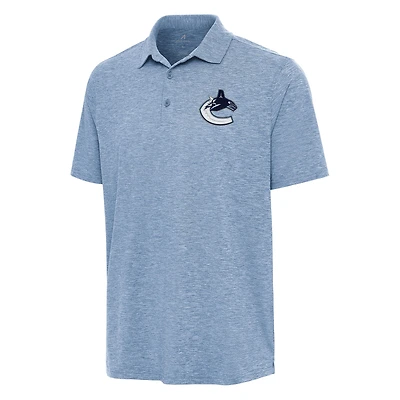 Men's Antigua Heather Aqua Vancouver Canucks Par 3 Polo