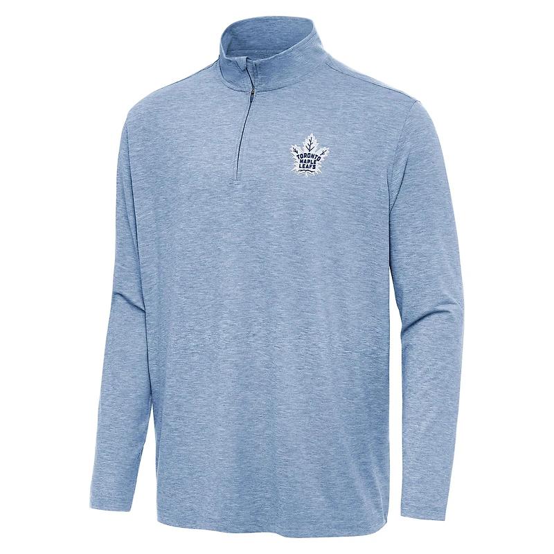 Men's Antigua  Heather Blue Toronto Maple Leafs Hunk Quarter-Zip Top