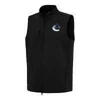 Men's Antigua Black Vancouver Canucks Demand Full-Zip Vest
