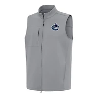 Men's Antigua Gray Vancouver Canucks Demand Full-Zip Vest