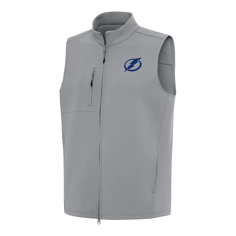 Men's Antigua Gray Tampa Bay Lightning Demand Full-Zip Vest
