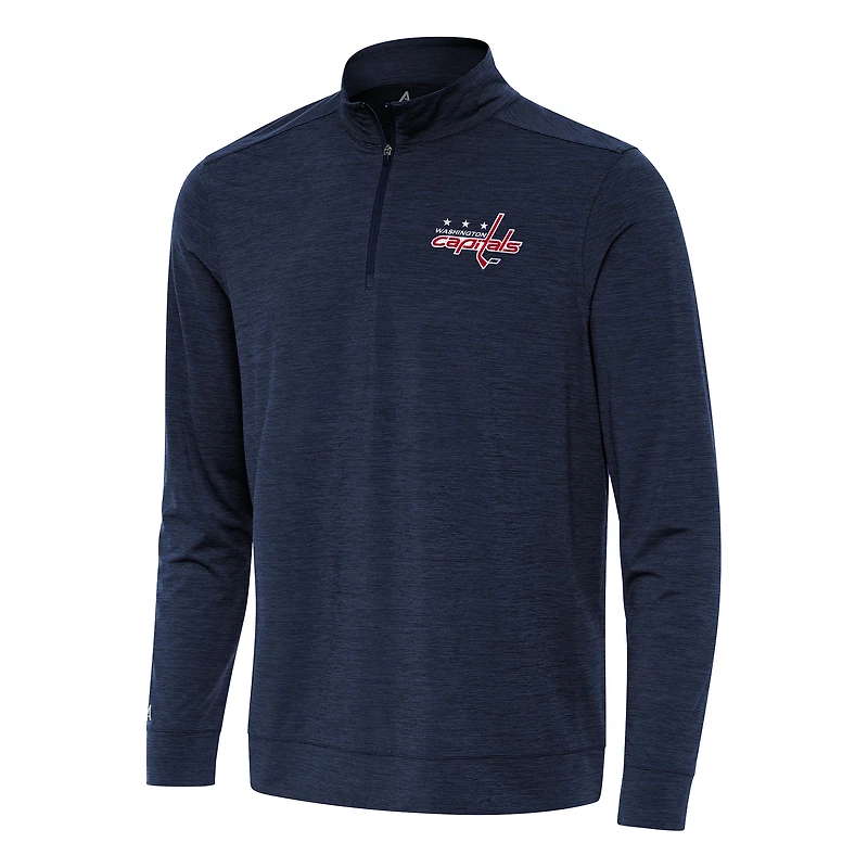 Men's Antigua Heather Navy Washington Capitals Bright Quarter-Zip Top