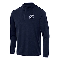 Men's Antigua Heather Navy Tampa Bay Lightning Tidy Quarter-Zip Hoodie