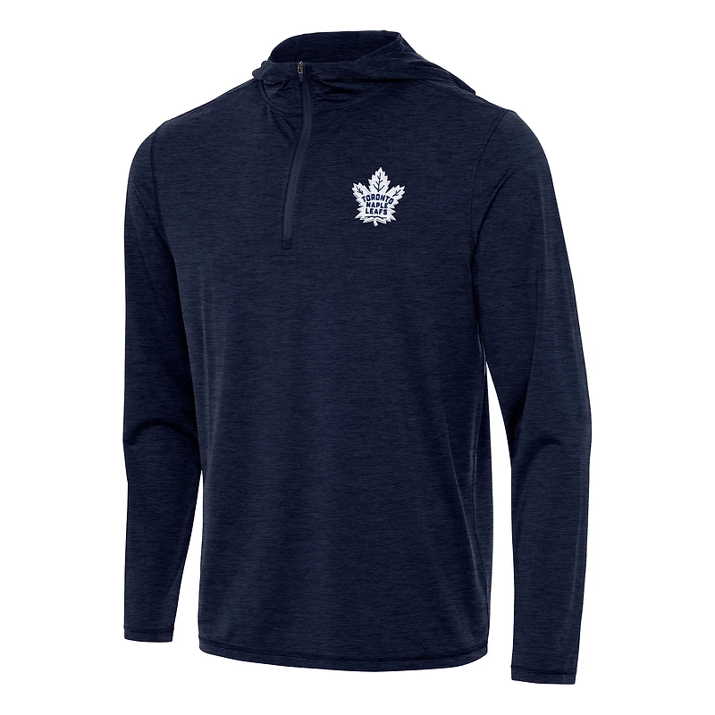 Men's Antigua Heather Navy Toronto Maple Leafs Tidy Quarter-Zip Hoodie
