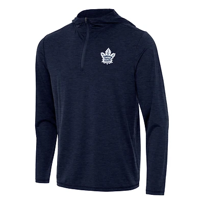 Men's Antigua Heather Navy Toronto Maple Leafs Tidy Quarter-Zip Hoodie
