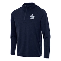 Men's Antigua Heather Navy Toronto Maple Leafs Tidy Quarter-Zip Hoodie