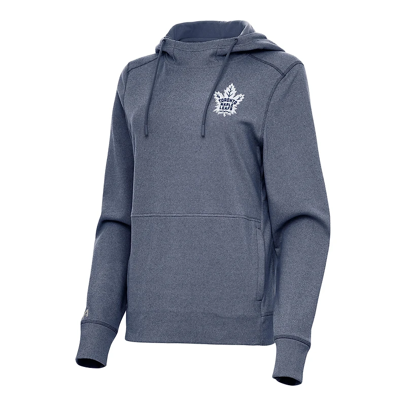 Women's Antigua Heather Navy Toronto Maple Leafs Justice Pullover Hoodie