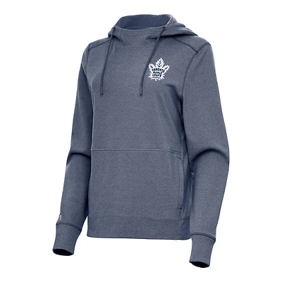 Women's Antigua Heather Navy Toronto Maple Leafs Justice Pullover Hoodie
