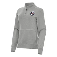 Women's Antigua Heather Gray Winnipeg Jets Crush Quarter-Zip Fleece Sweatshirt