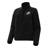 Women's Antigua Black Tampa Bay Lightning Figure Half-Zip Pullover Sweatshirt