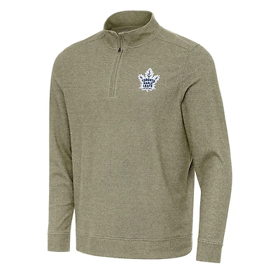Men's Antigua Olive Toronto Maple Leafs Subtle Quarter-Zip Sweatshirt