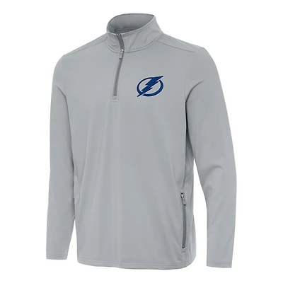Men's Antigua Gray Tampa Bay Lightning Perilous Quarter-Zip Sweatshirt