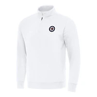 Men's Antigua  White Winnipeg Jets Victory Quarter-Zip Mock Sweatshirt