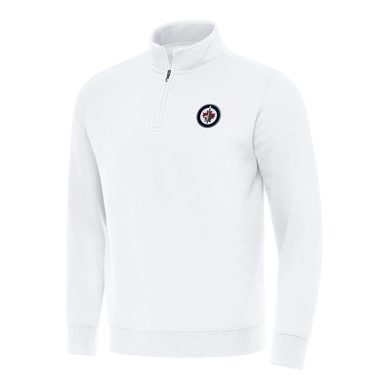 Men's Antigua White Winnipeg Jets Victory Quarter-Zip Mock Sweatshirt