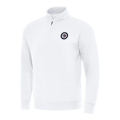 Men's Antigua White Winnipeg Jets Victory Quarter-Zip Mock Sweatshirt