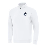Men's Antigua  White Vancouver Canucks Victory Quarter-Zip Mock Sweatshirt
