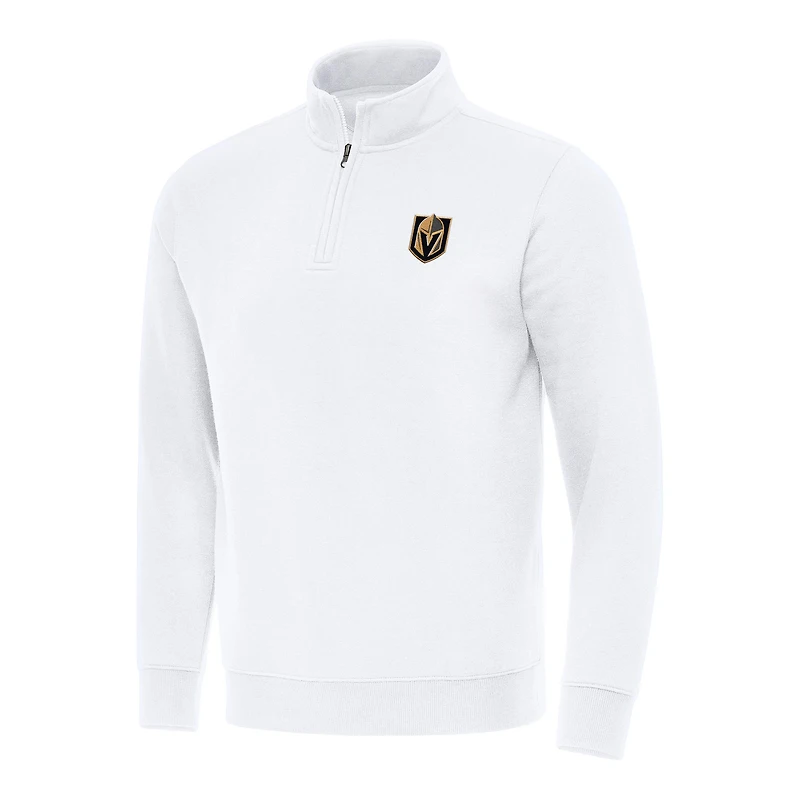 Men's Antigua White Vegas Golden Knights Victory Quarter-Zip Mock Sweatshirt