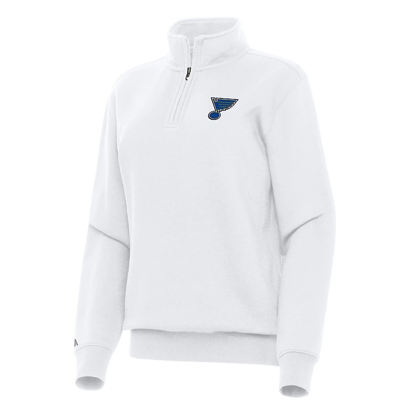 Women's Antigua White St. Louis Blues Victory Quarter-Zip Sweatshirt