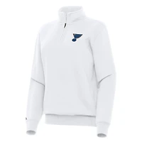 Women's Antigua White St. Louis Blues Victory Quarter-Zip Sweatshirt