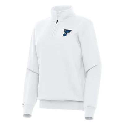 Women's Antigua White St. Louis Blues Victory Quarter-Zip Sweatshirt