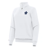 Women's Antigua White Toronto Maple Leafs Victory Quarter-Zip Sweatshirt