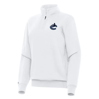Women's Antigua White Vancouver Canucks Victory Quarter-Zip Sweatshirt
