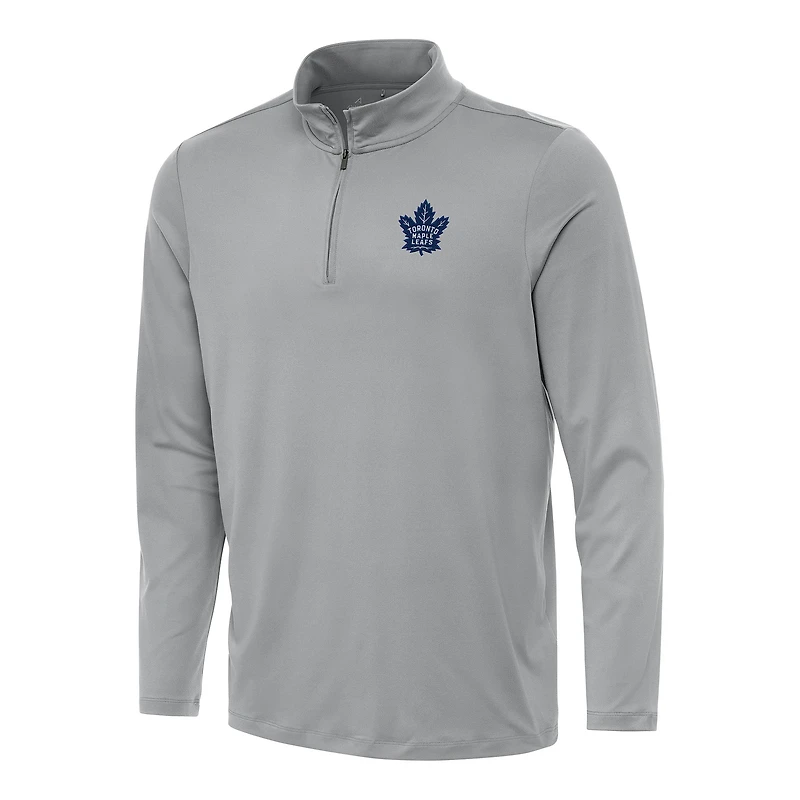 Men's Antigua Gray Toronto Maple Leafs Reprocess Quarter-Zip Top