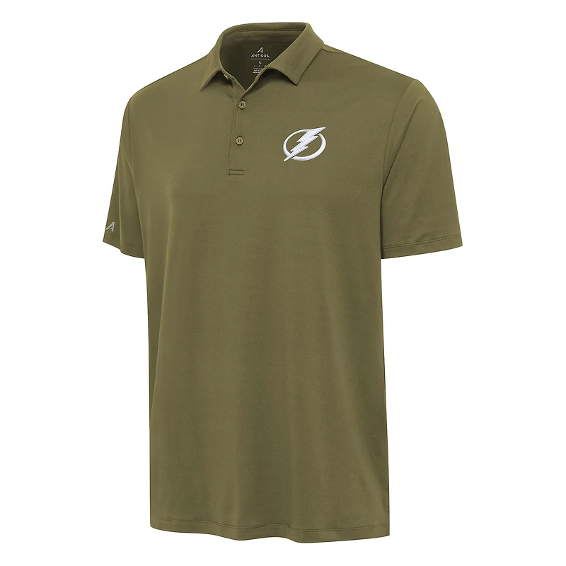 Men's Antigua Olive Tampa Bay Lightning Reprocess Polo