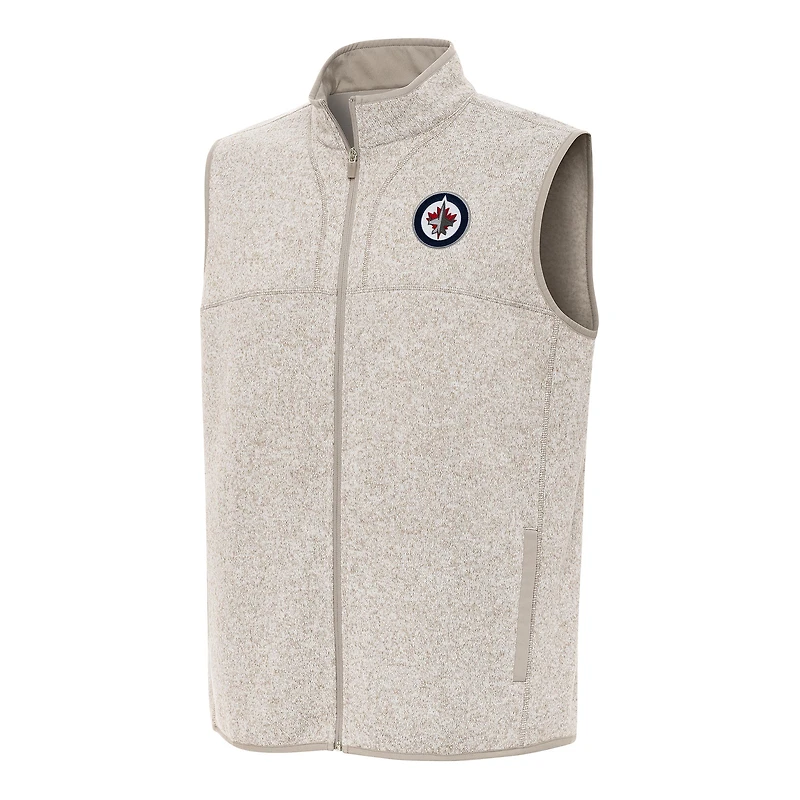 Men's Antigua Oatmeal Winnipeg Jets Fortune Full-Zip Vest