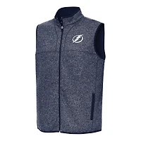 Men's Antigua Heather Navy Tampa Bay Lightning Fortune Full-Zip Vest