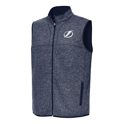 Men's Antigua Heather Navy Tampa Bay Lightning Fortune Full-Zip Vest