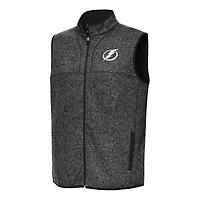 Men's Antigua Heather Black Tampa Bay Lightning Fortune Full-Zip Vest